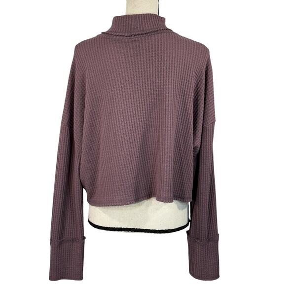 Wild Fable XX-Large Crop Top Waffle Knit Long Sleeve Cowl Neck Stretch Purple - Picture 4 of 7